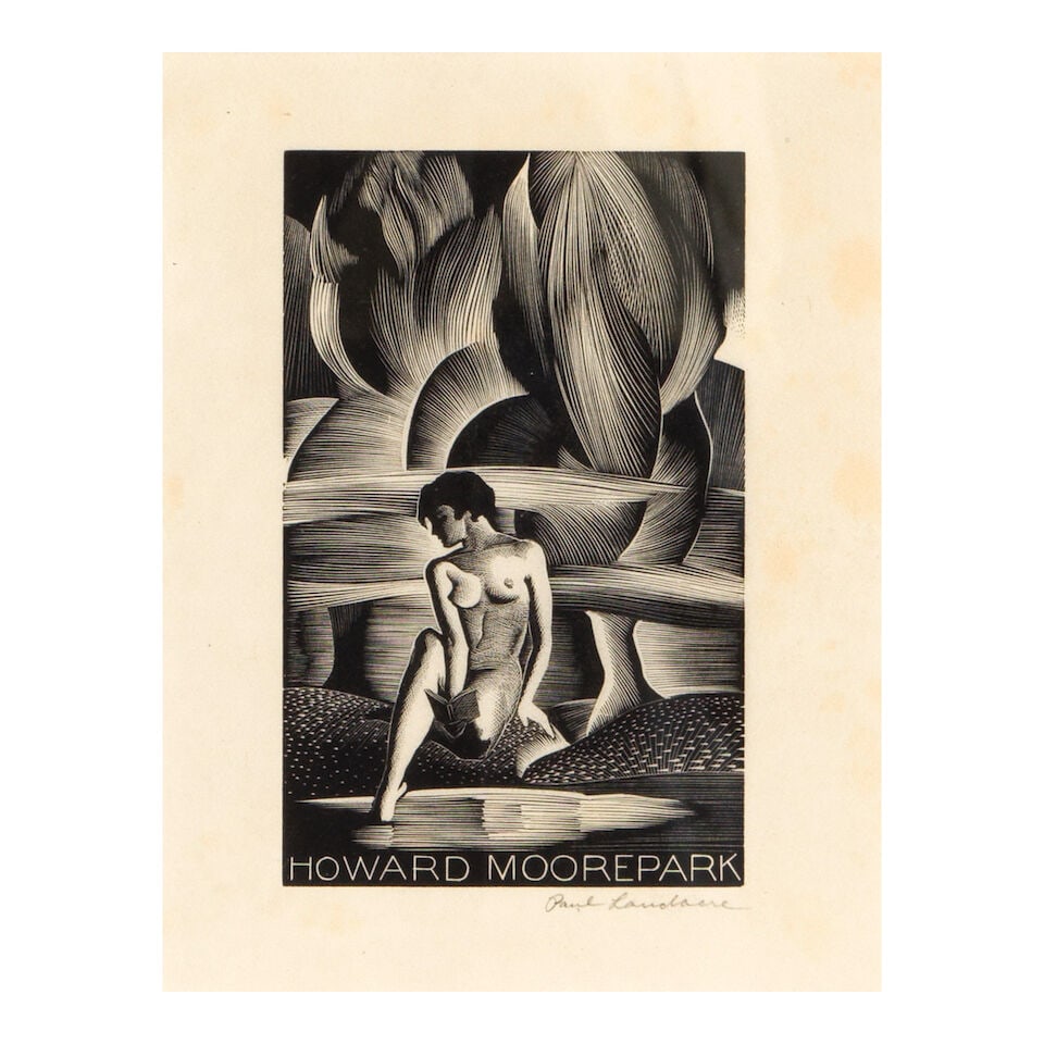 Paul Landacre (1893-1963); Howard Moorepark Bookplate; Crestline Cabin; - 3