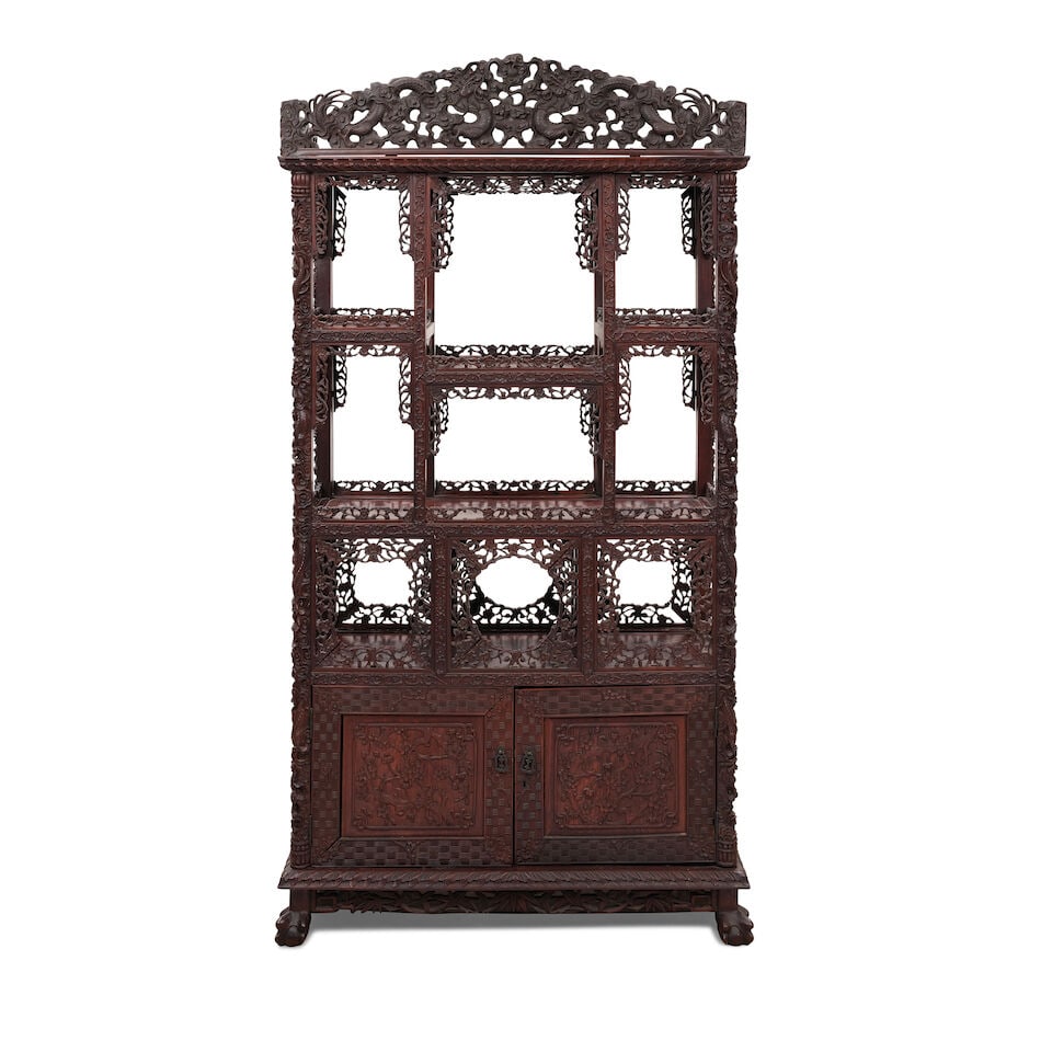 A CHINESE HARDWOOD DISPLAY CABINET 19th/20th century - 2