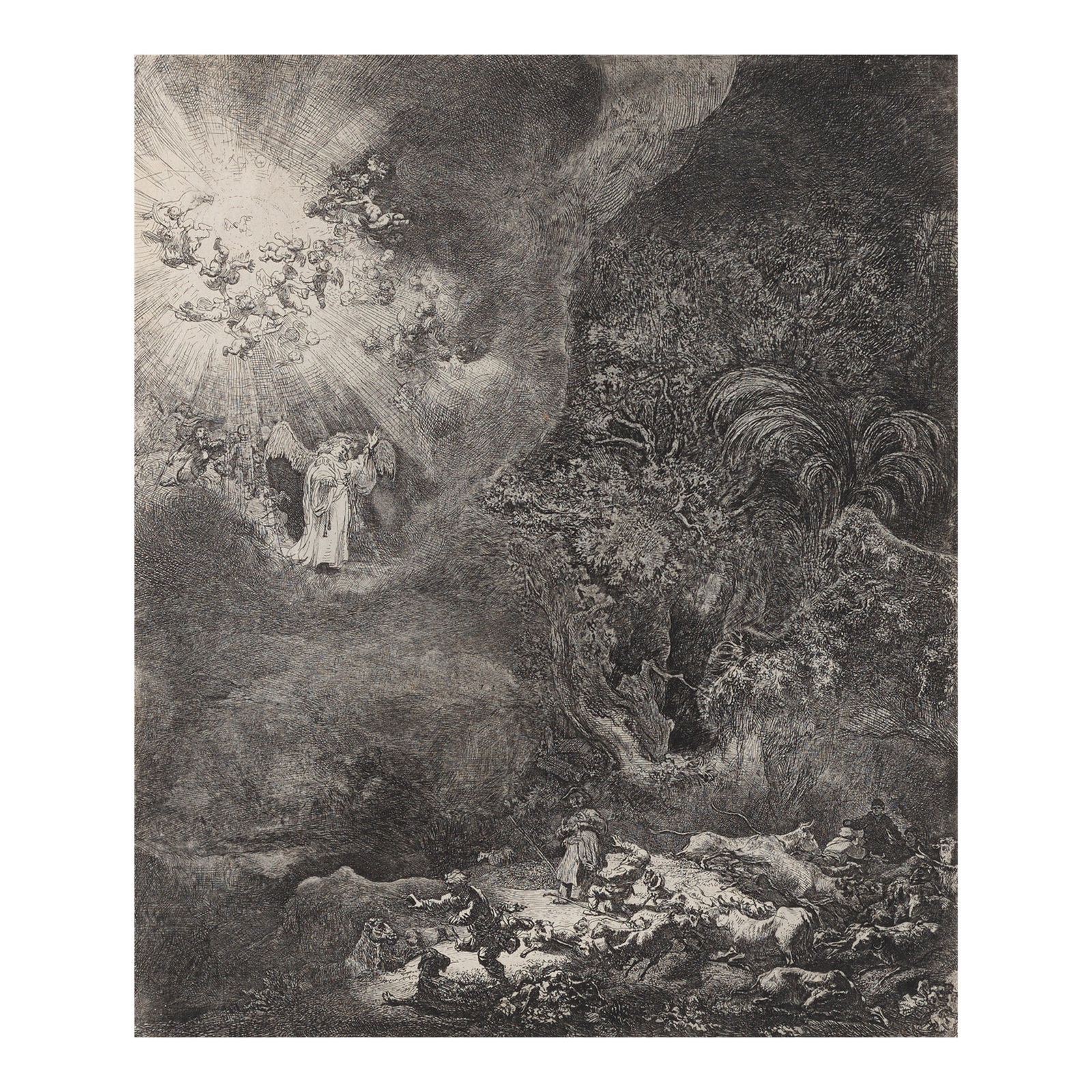 Rembrandt Harmensz van Rijn (1606-1669); The Angel Appearing to the Shepherds; (1 of 1)
