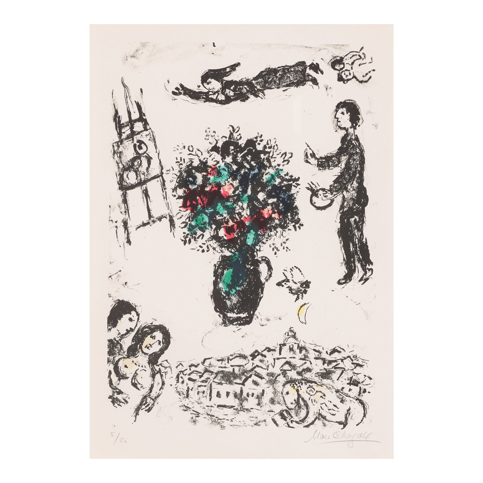 Marc Chagall (1887-1985); Bouquet sur la ville (Bouquet over the Town); (1 of 1)