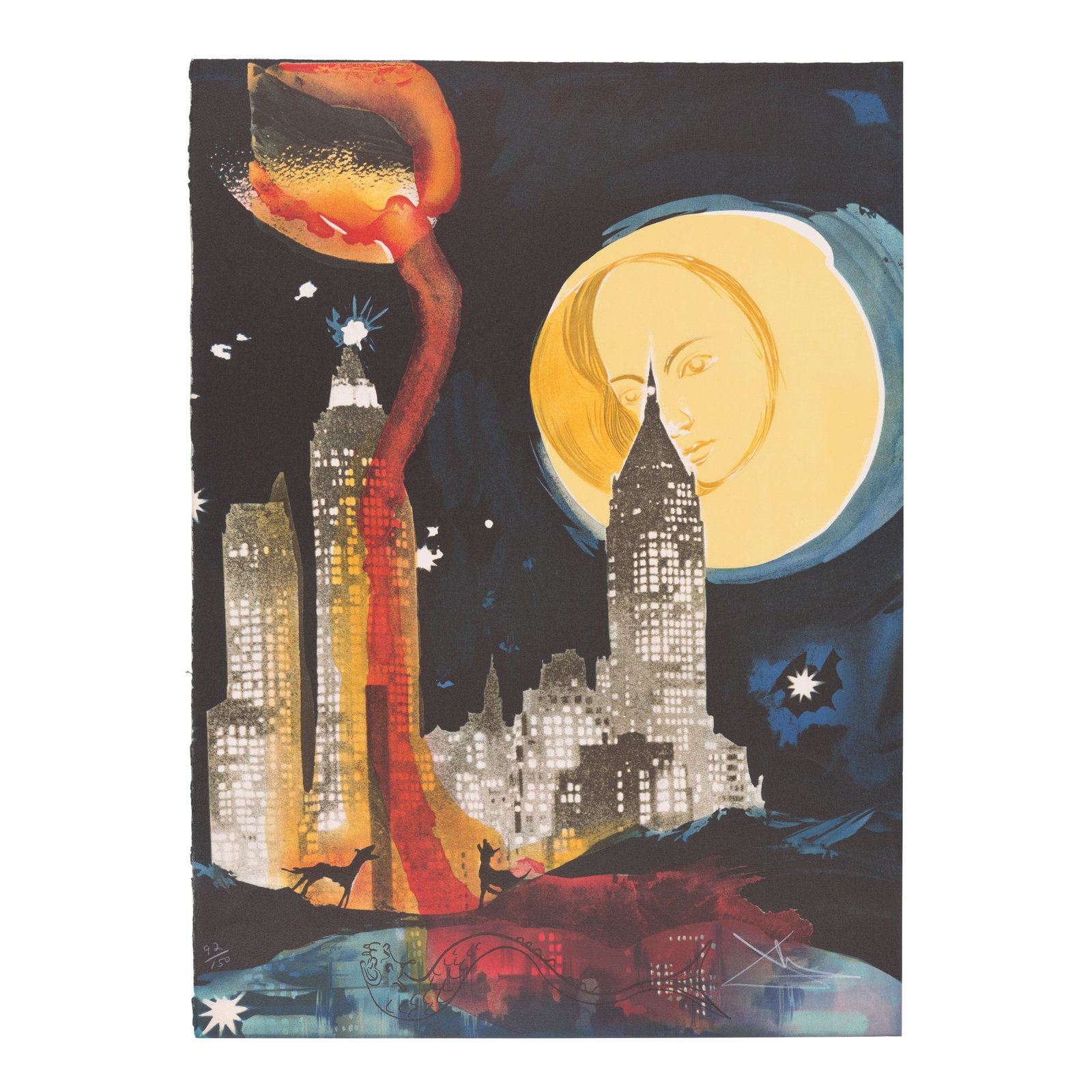 Salvador Dalí (1904-1989); Manhattan Skyline;: Salvador Dalí (1904-1989) Manhattan Skyline (Field 76-6, Michler/Löpsinger 1518), 1976 Lithograph in colors on Arches paper, signed in white crayon and numbered 92/150 (the total edition was