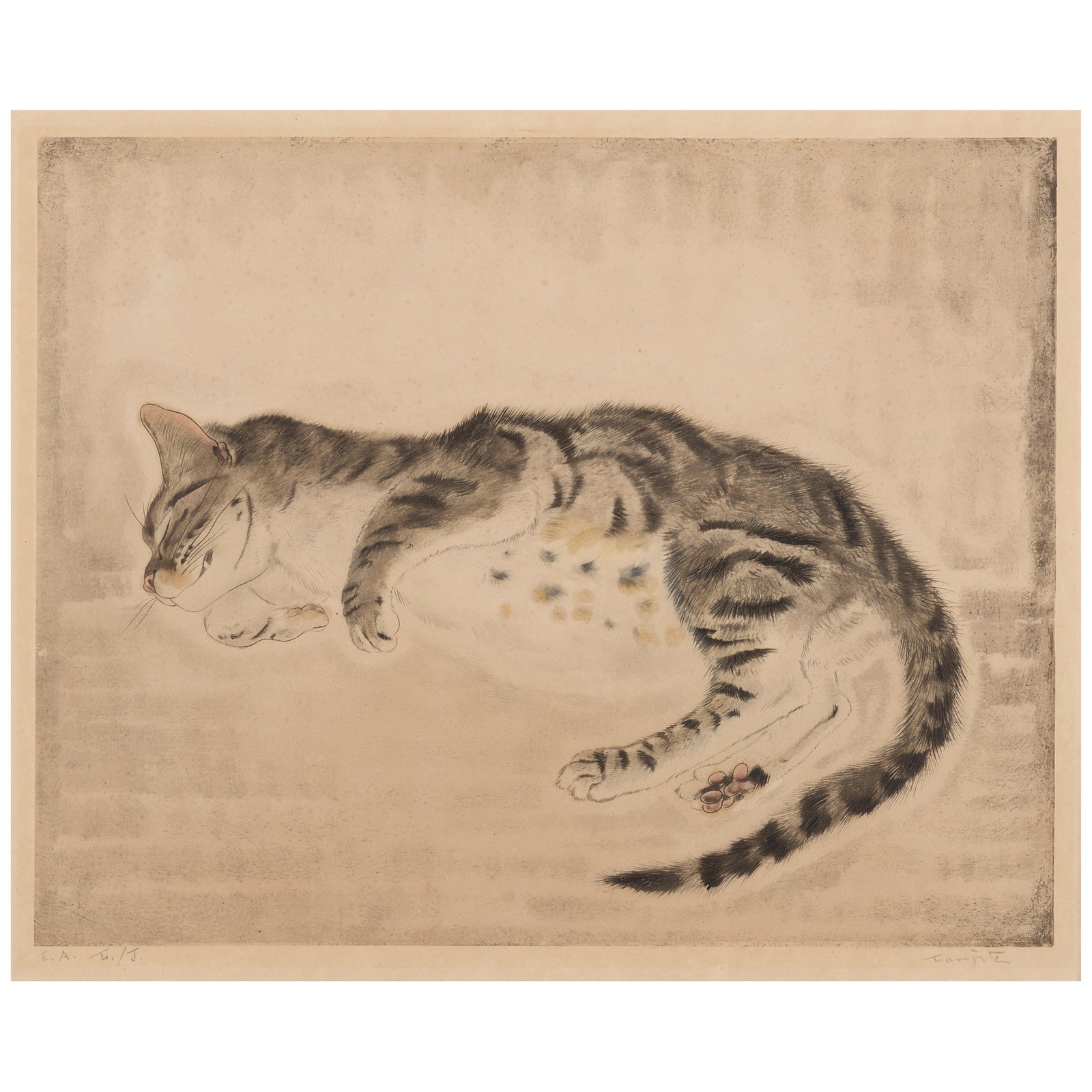 Léonard Tsuguharu Foujita (1886-1968); Chat endormi (Sleeping Cat), from Les Chats (The Cats); (1 of 1)