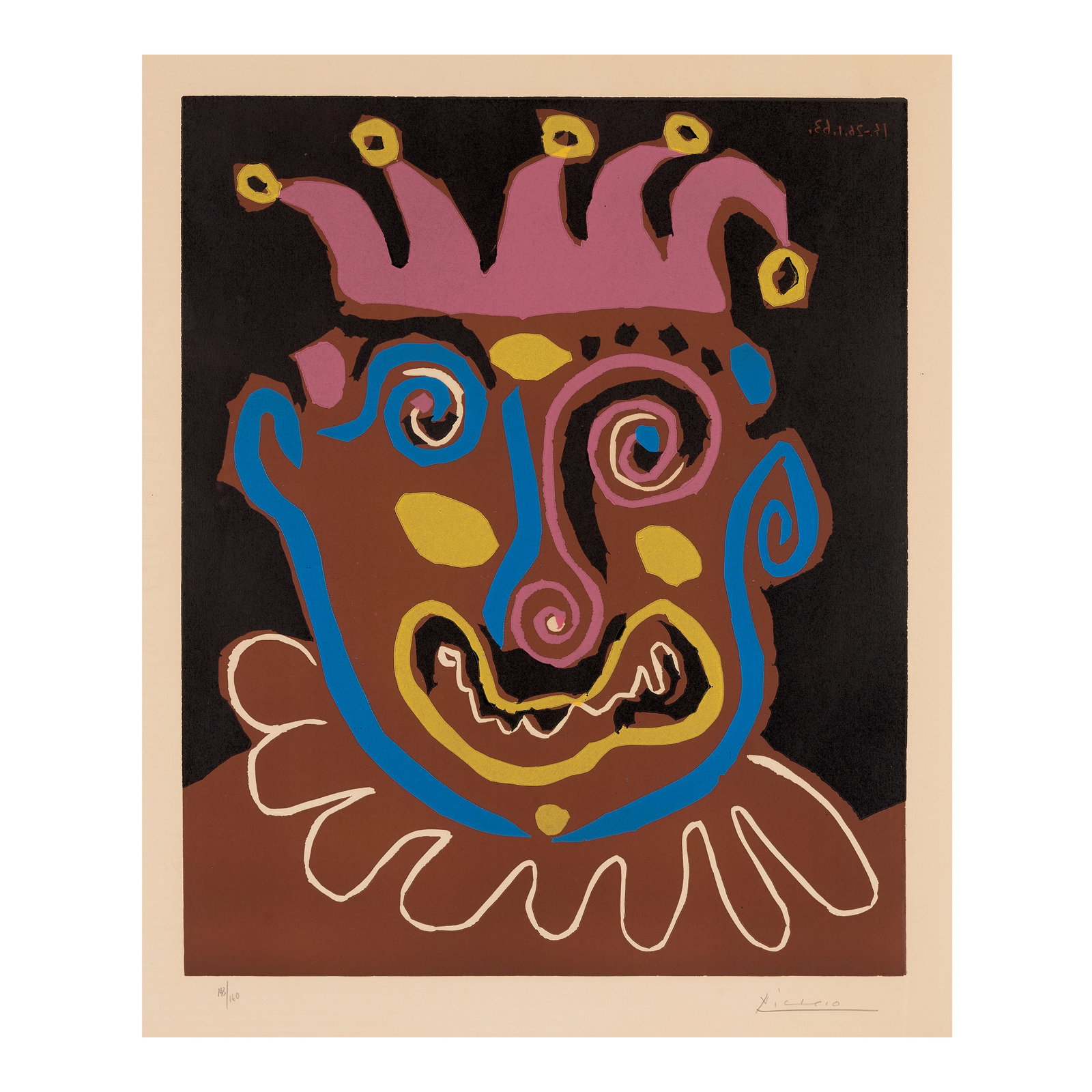 Pablo Picasso (1881-1973); Le vieux roi (The Old King);: Pablo Picasso (1881-1973) Le vieux roi (The Old King) (Bloch 1152, Baer 1138), 1963 Linocut in colors on Arches paper, signed in pencil and numbered 143/160 (there were also approximately 30 artist's 