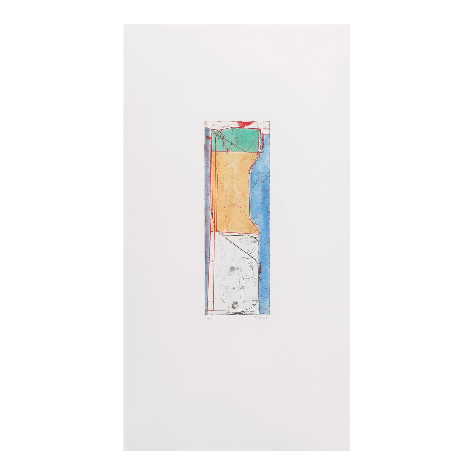 Richard Diebenkorn (1922-1993); Small Thin;: Richard Diebenkorn (1922-1993) Small Thin (Liguori 265), 1980 Etching with aquatint in colors on Rives paper, initialed in pencil, dated and annotated 'A.P.' (one of 10 artist's proofs, aside from the