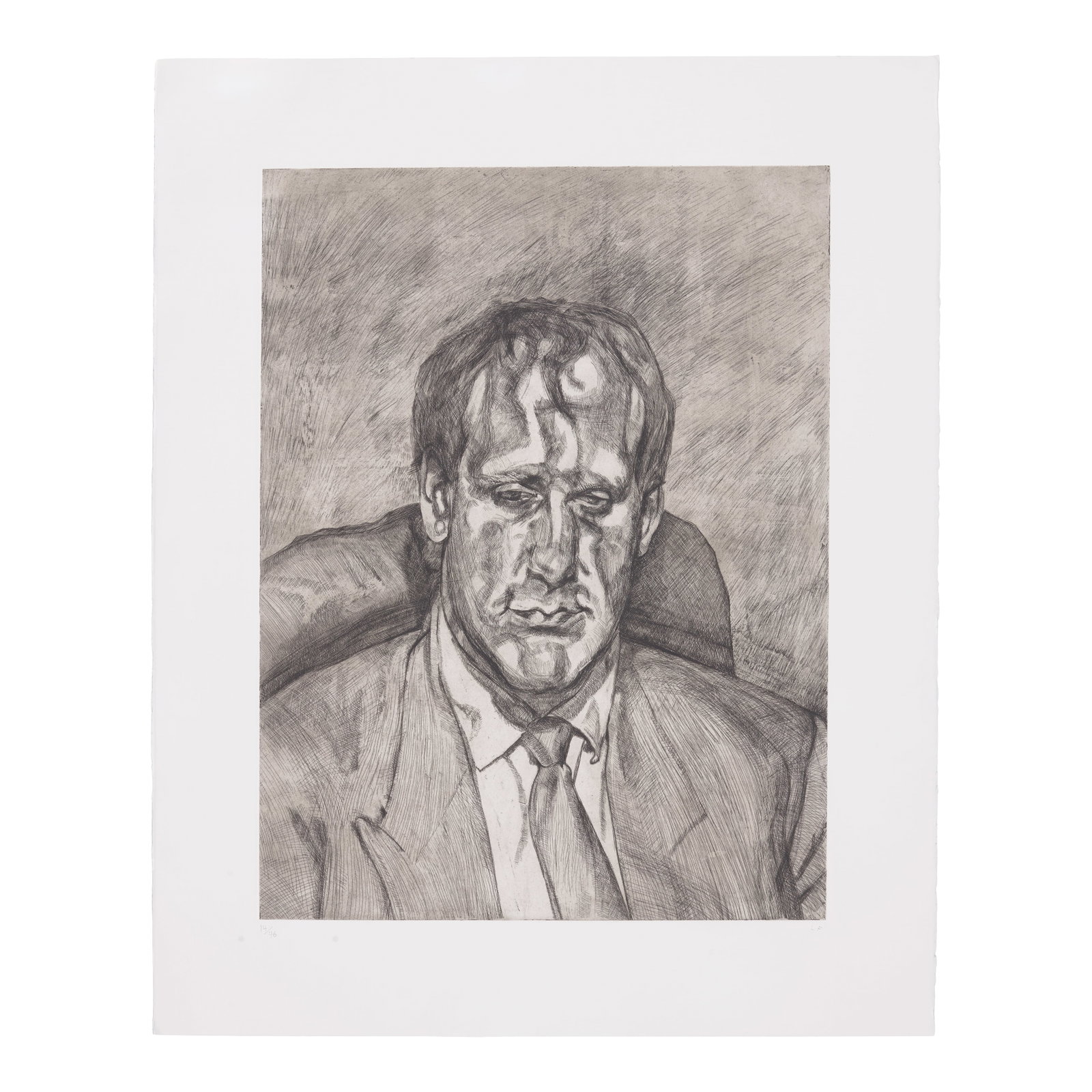 Lucian Freud (1922-2011); Head of an Irishman;: Lucian Freud (1922-2011) Head of an Irishman (Treves 86), 1999 Etching on Somerset paper, initialed in pencil and numbered 14/46 (there were also 12 artist's proofs), published by Matthew Marks Galler
