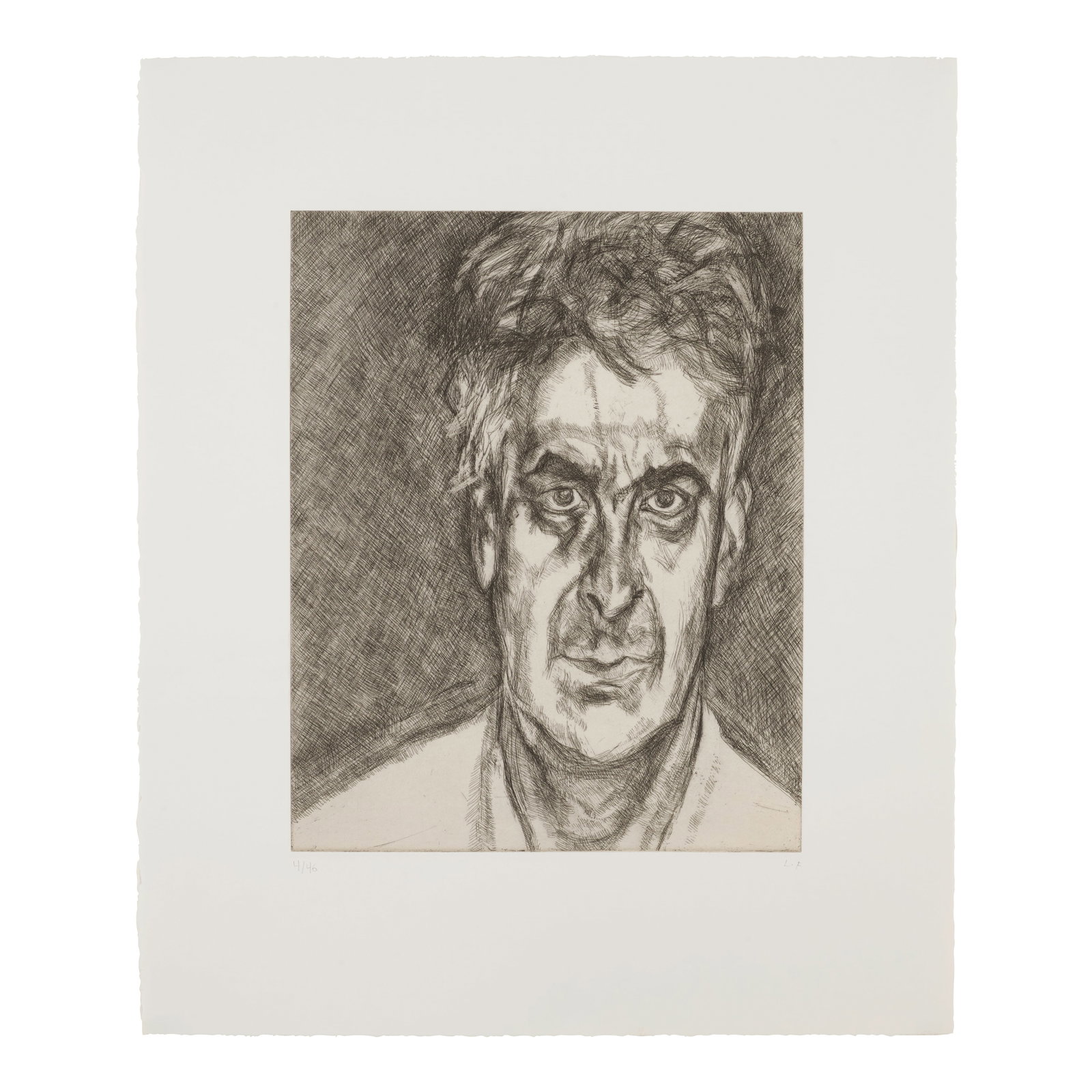 Lucian Freud (1922-2011); Portrait Head;: Lucian Freud (1922-2011) Portrait Head (Treves 108), 2005 Etching on wove paper, initialed in pencil and numbered 4/46 (there were also 12 artist's proofs), published by Acquavella Gallery, New York,