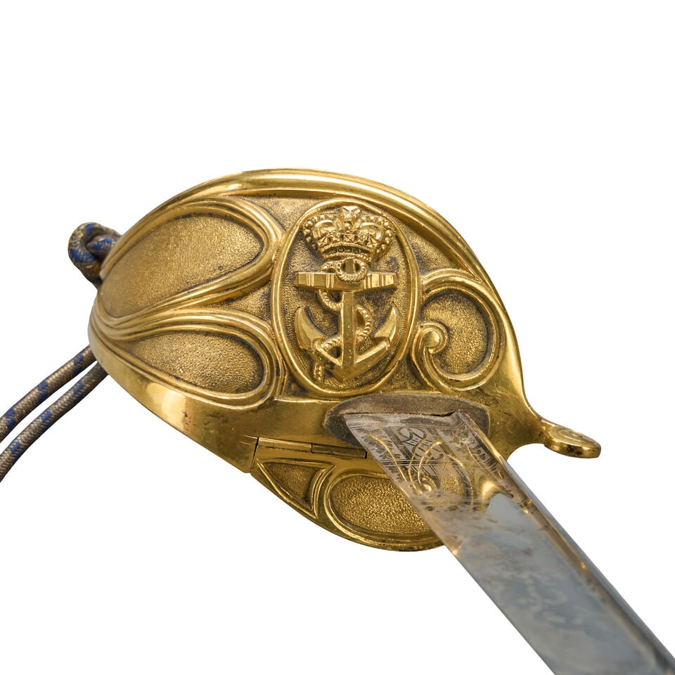 A 100 GUINEA GOLD PRESENTATION SWORD GIVEN TO ANDREW MITCHELL, VICE ADMIRAL OF THE BLUE FOR THE ... - 11