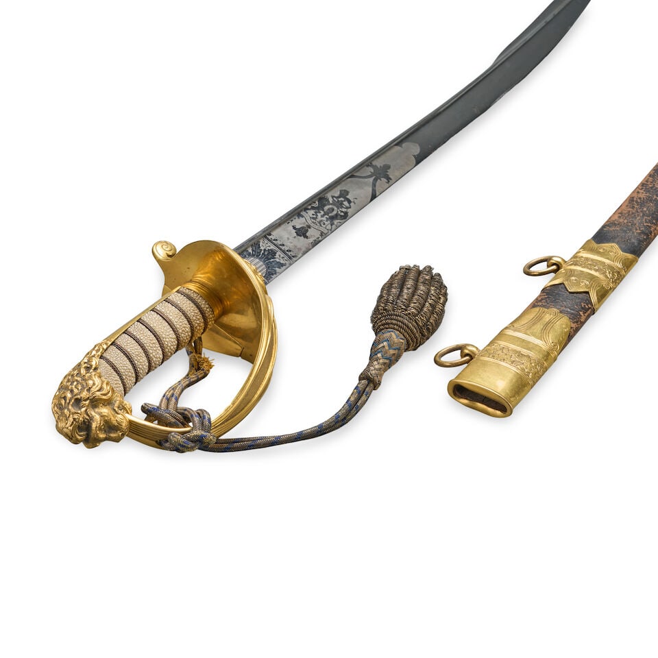A 100 GUINEA GOLD PRESENTATION SWORD GIVEN TO ANDREW MITCHELL, VICE ADMIRAL OF THE BLUE FOR THE ... - 12