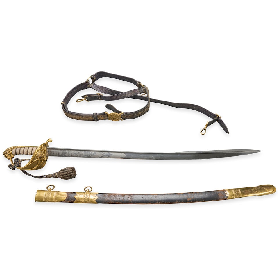 A 100 GUINEA GOLD PRESENTATION SWORD GIVEN TO ANDREW MITCHELL, VICE ADMIRAL OF THE BLUE FOR THE ... - 13