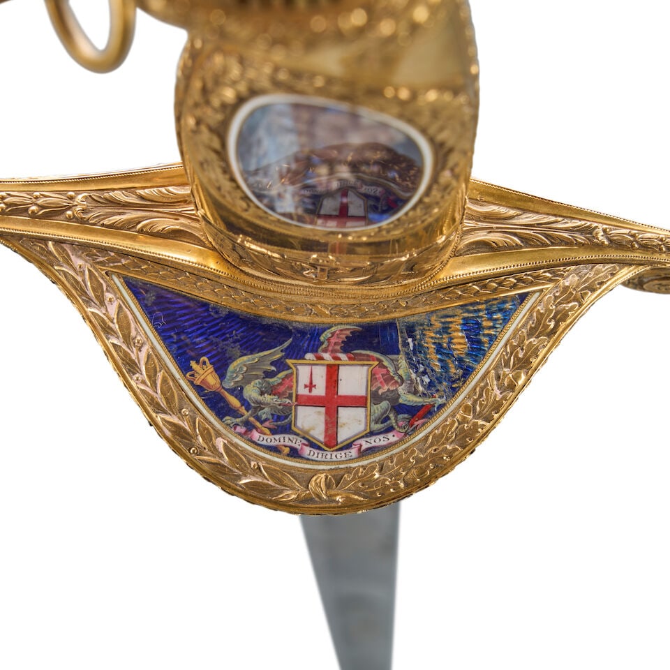 A 100 GUINEA GOLD PRESENTATION SWORD GIVEN TO ANDREW MITCHELL, VICE ADMIRAL OF THE BLUE FOR THE ... - 3