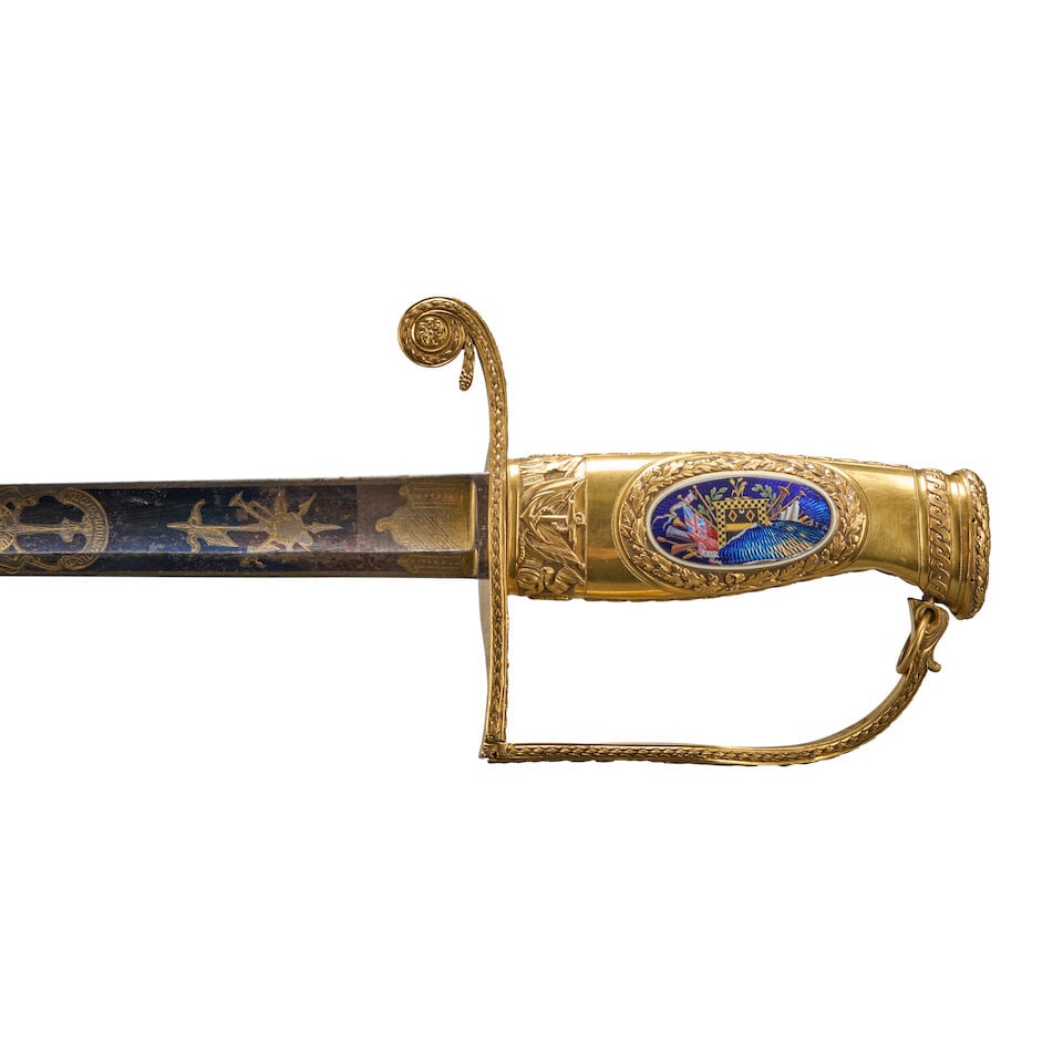 A 100 GUINEA GOLD PRESENTATION SWORD GIVEN TO ANDREW MITCHELL, VICE ADMIRAL OF THE BLUE FOR THE ... - 7