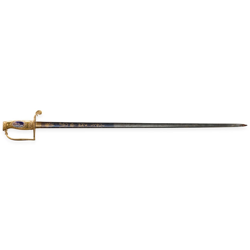 A 100 GUINEA GOLD PRESENTATION SWORD GIVEN TO ANDREW MITCHELL, VICE ADMIRAL OF THE BLUE FOR THE ... - 9