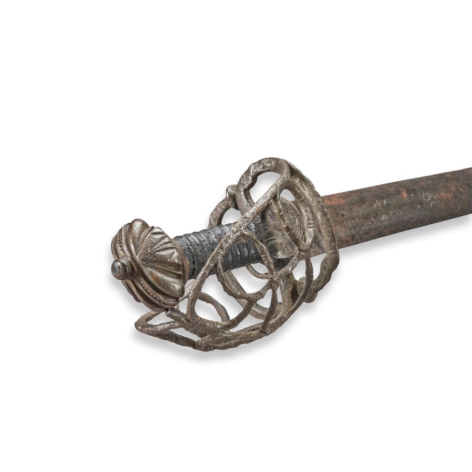 A CONTINENTAL BASKET HILTED SWORD, - 4
