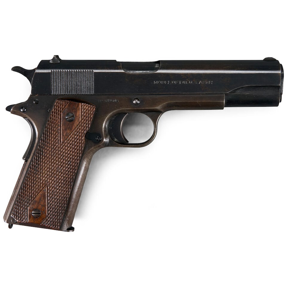 A WORLD WAR I COLT 'BLACK ARMY' MODEL 1911 PISTOL AND HOLSTER, Curio or Relic firearm (1 of 6)