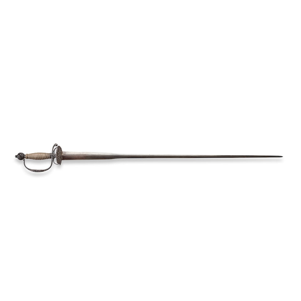A PIERCED STEEL HILTED 18TH CENTURY ENGLISH SMALL SWORD, (1 of 3)