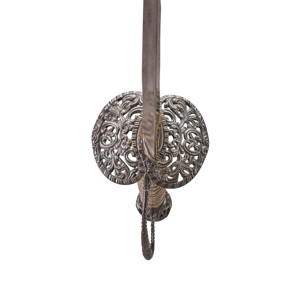 A PIERCED STEEL HILTED 18TH CENTURY ENGLISH SMALL SWORD, - 2