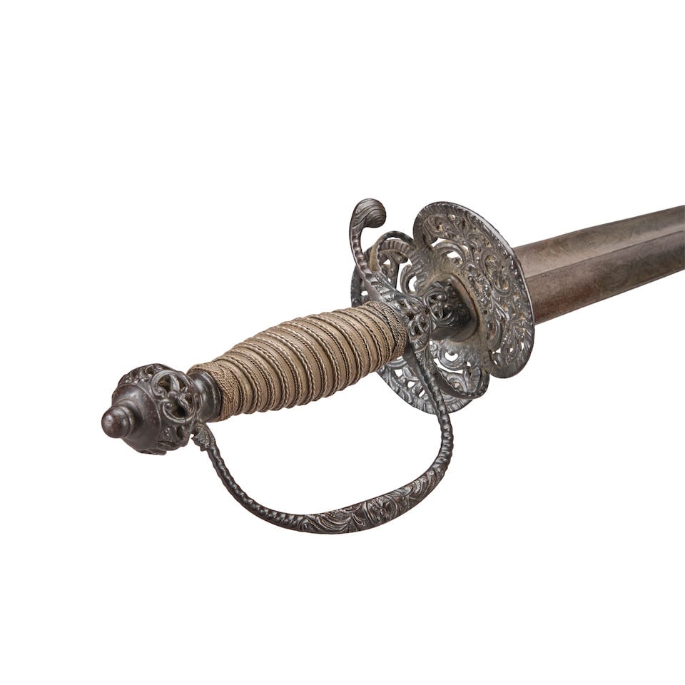 A PIERCED STEEL HILTED 18TH CENTURY ENGLISH SMALL SWORD, - 3