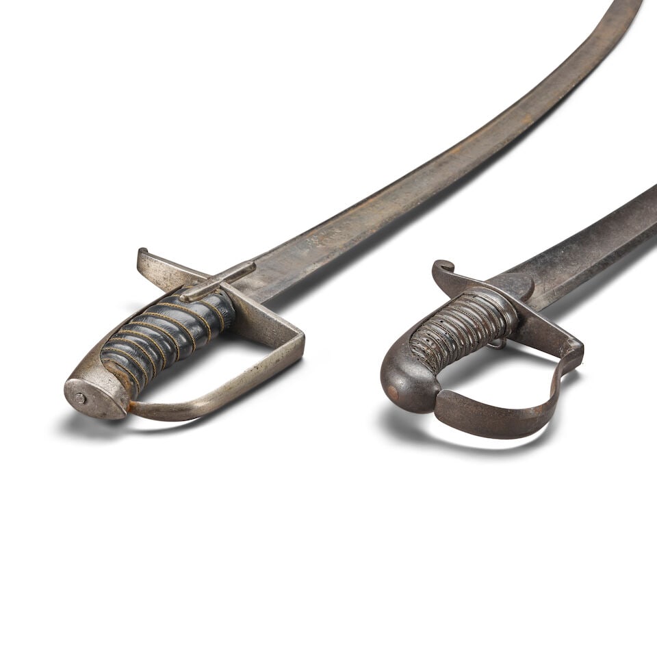TWO LATE 18TH CENTURY BRITISH LIGHT CAVALRY OFFICER'S SABERS. - 2