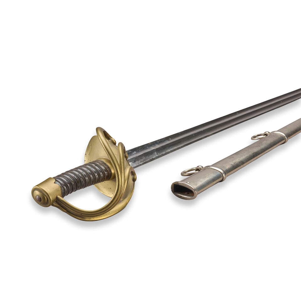 A FRENCH AN XI CUIRASSIER SWORD WITH SCABBARD, - 3