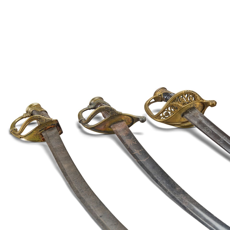 THREE 19TH CENTURY FRENCH OFFICER'S SABERS. - 2
