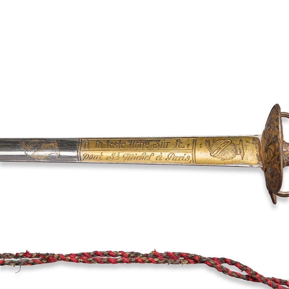 A CHASED AND GILDED 18TH CENTURY FRENCH STEEL HILTED SMALL SWORD WITH SCABBARD, - 5