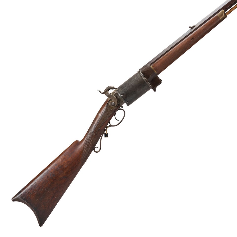 A BILLINGHURST REVOLVING PILL LOCK RIFLE, (1 of 5)