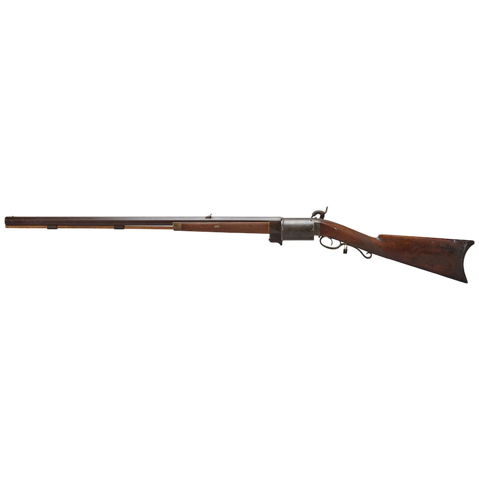 A BILLINGHURST REVOLVING PILL LOCK RIFLE, - 3