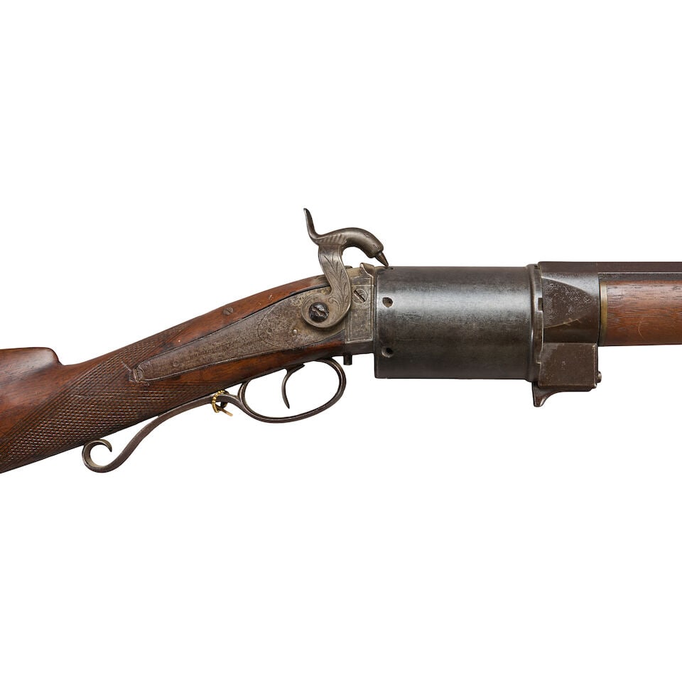A BILLINGHURST REVOLVING PILL LOCK RIFLE, - 4
