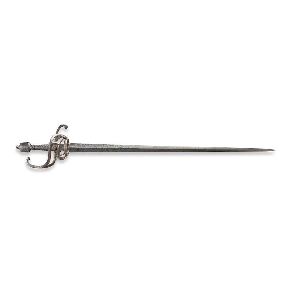 A 17TH CENTURY SWEPT HILT BROADSWORD. (1 of 3)
