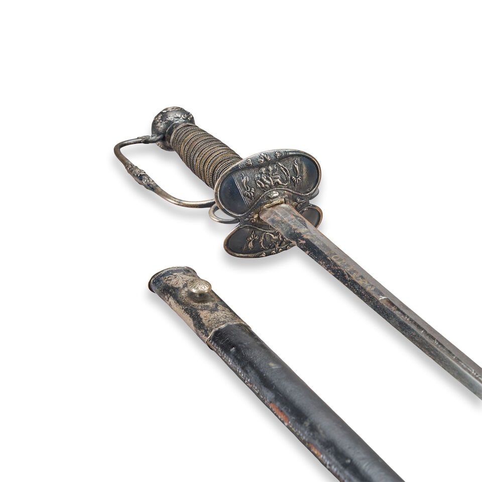 AN 18TH CENTURY ITALIAN SILVER HILTED SMALL SWORD AND SCABBARD. - 3