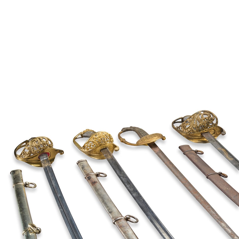 THREE SWEDISH INFANTRY OFFICER'S SWORDS AND A COURT SWORD. - 2