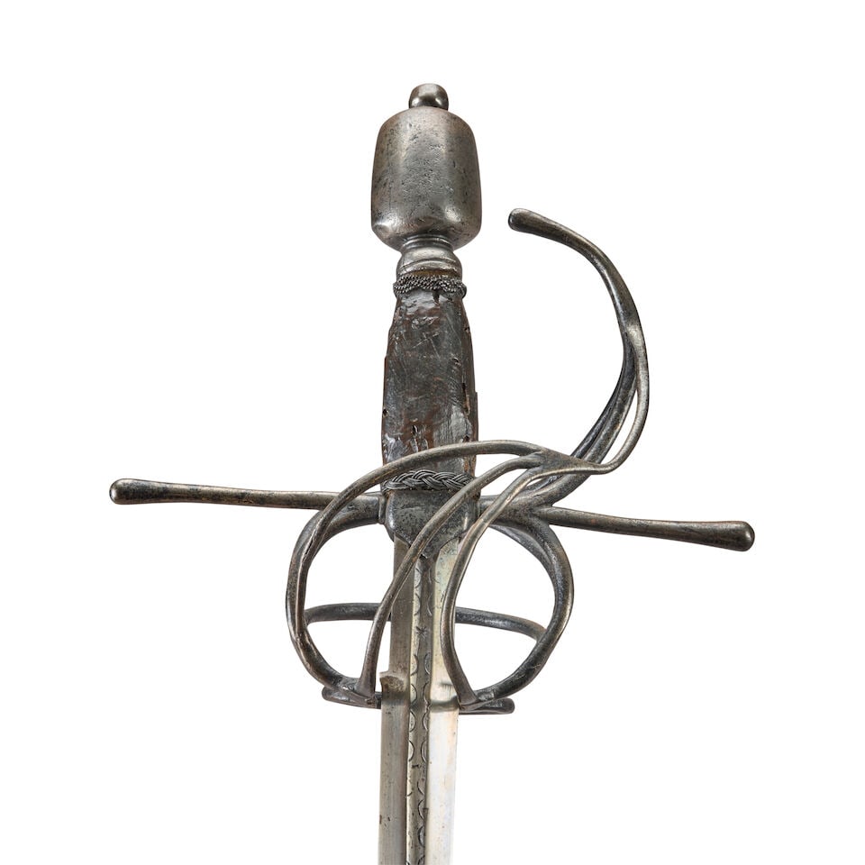 A 17TH CENTURY SWEPT HILT RAPER. - 2