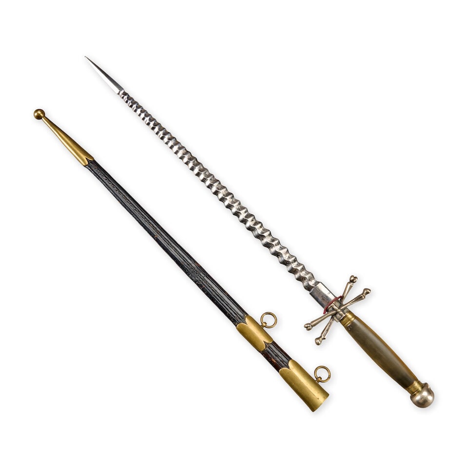 A FRATERNAL/CEREMONIAL DAGGER WITH SCABBARD. - 2