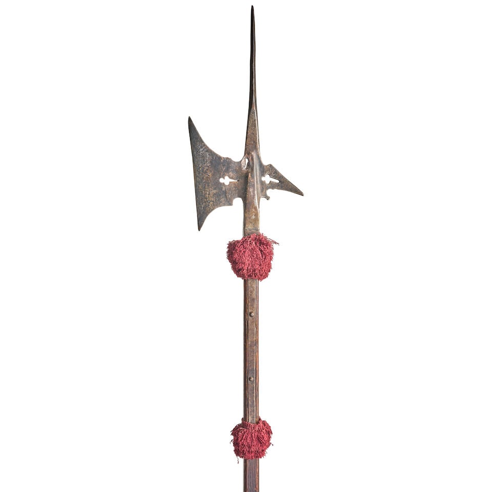 A 17TH CENTURY GERMANIC HALBERD ON A SHORTENED POLE. - 2