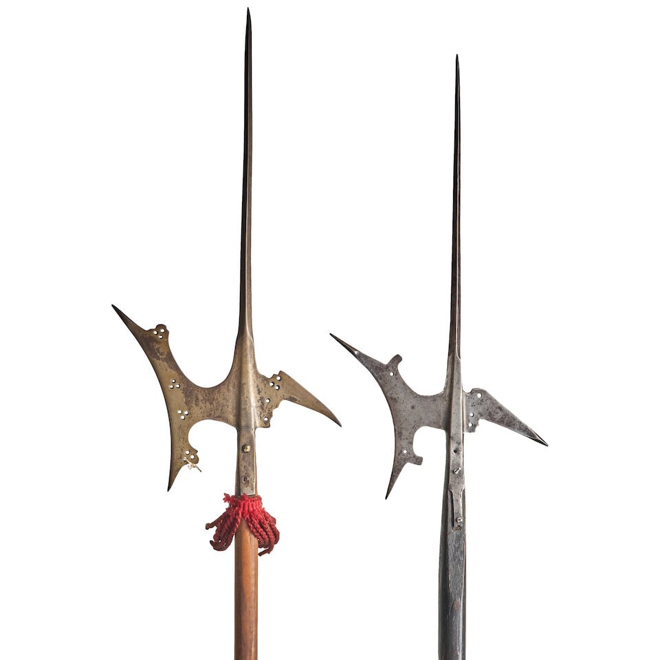 TWO 17TH CENTURY EUROPEAN HALBERDS ON SHORTENED POLES. - 2