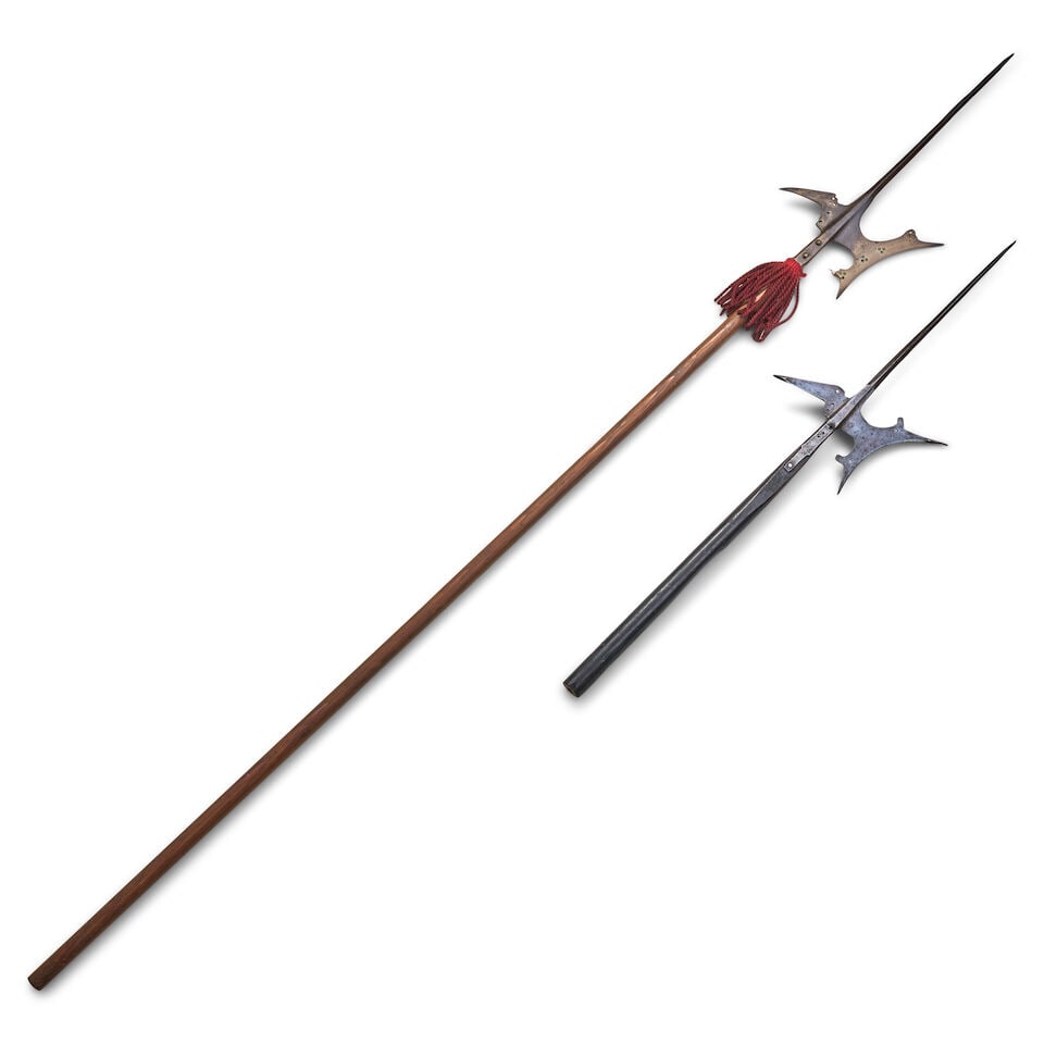 TWO 17TH CENTURY EUROPEAN HALBERDS ON SHORTENED POLES. - 3