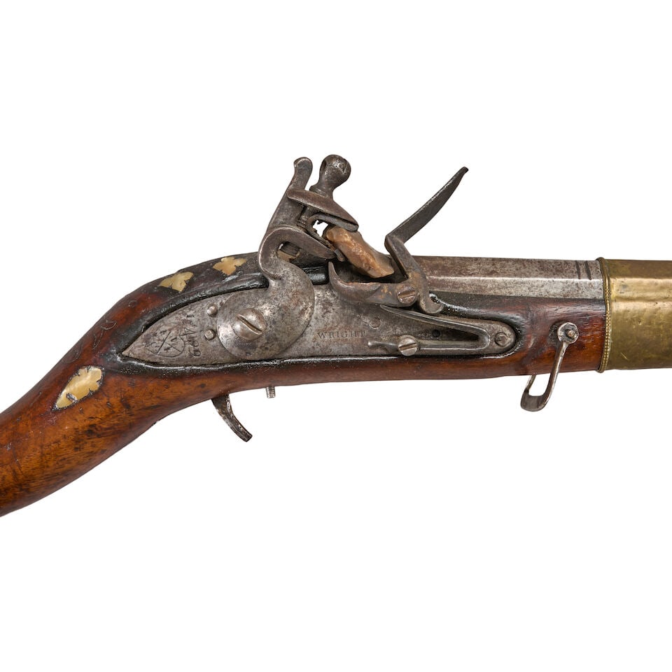 AN AFGHAN JEZAIL FLINTLOCK RIFLE AND FLASK, - 4