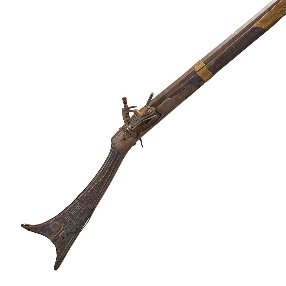 A NORTH AFRICAN FLINTLOCK MUSKET. (1 of 4)