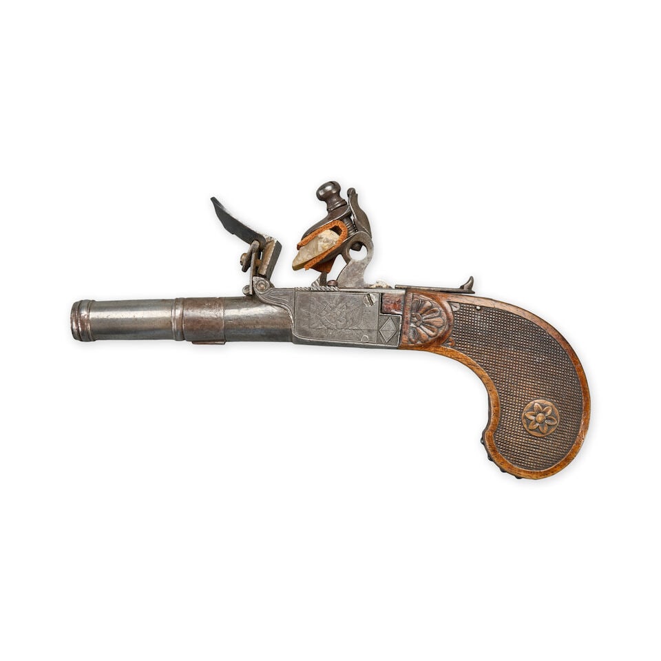 A LATE 18TH CENTURY BELGIAN FLINTLOCK POCKET PISTOL. - 2