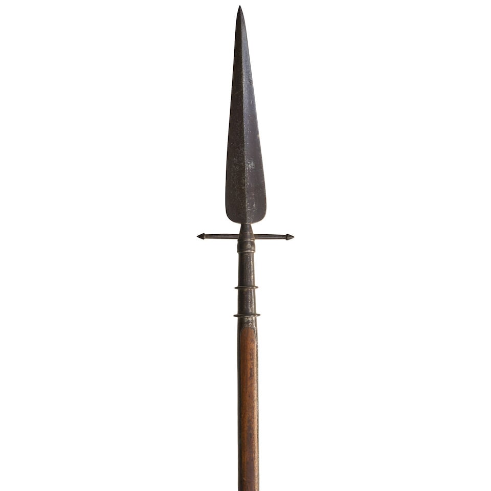 A NAPOLEONIC-ERA BRITISH 2ND BATTALION ROYAL ARTILLERY SPONTOON. (1 of 4)