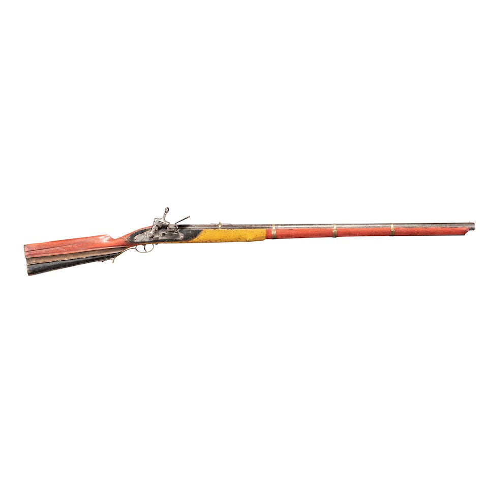 A PAINT-DECORATED BELGIAN SPANISH-STYLE MIQUELET LOCK MUSKET, - 2