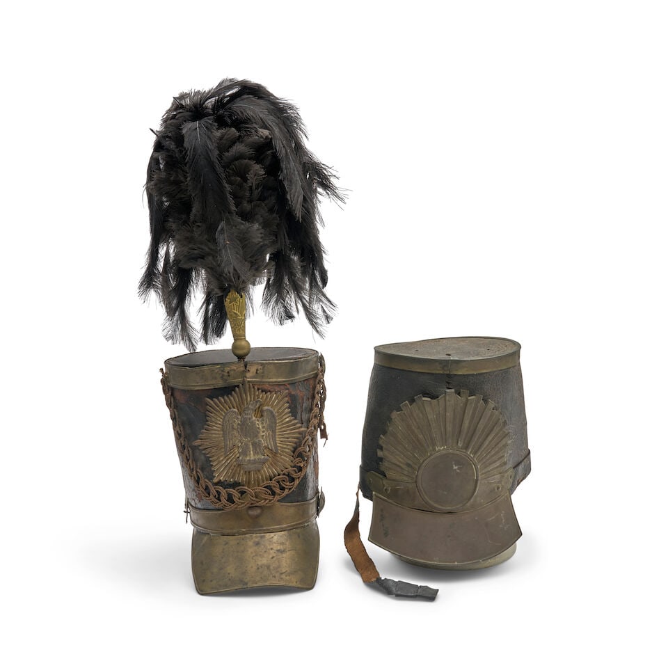 TWO 19TH CENTURY NEW ENGLAND MILITIA SHAKOS, (1 of 5)