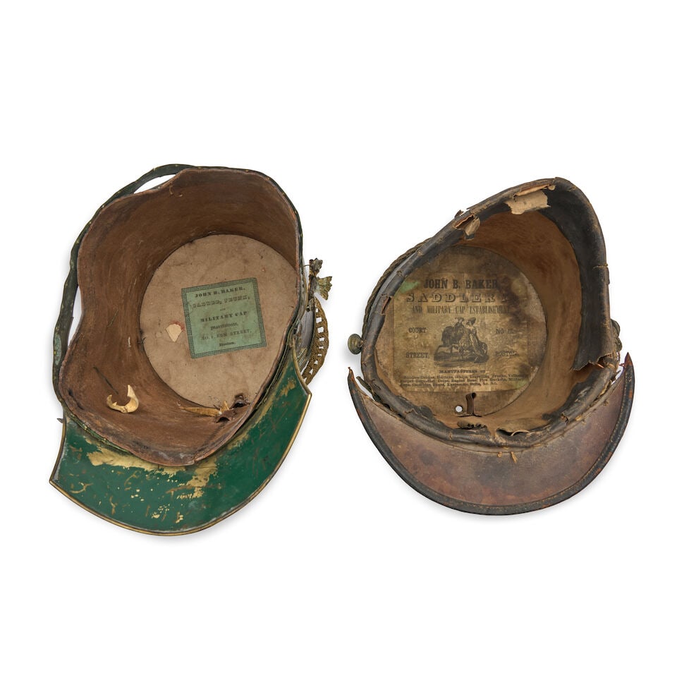 TWO 19TH CENTURY NEW ENGLAND MILITIA SHAKOS, - 2
