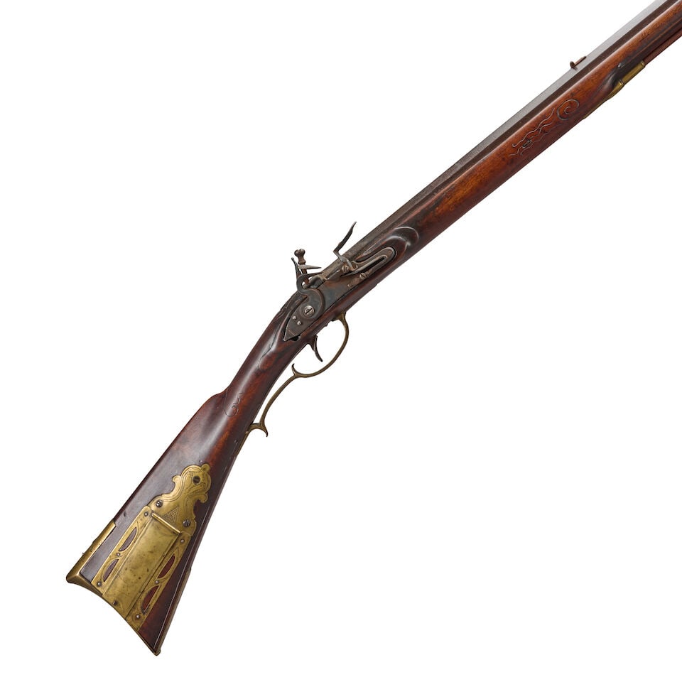 A JOHN FONDERSMITH FLINTLOCK LONG RIFLE, (1 of 5)