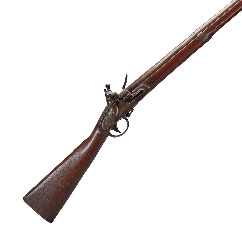 A SPRINGFIELD STANDARD MUSKET OF 1815 TYPE IV WITH ORIGINAL BAYONET AND SCABBARD, (1 of 4)