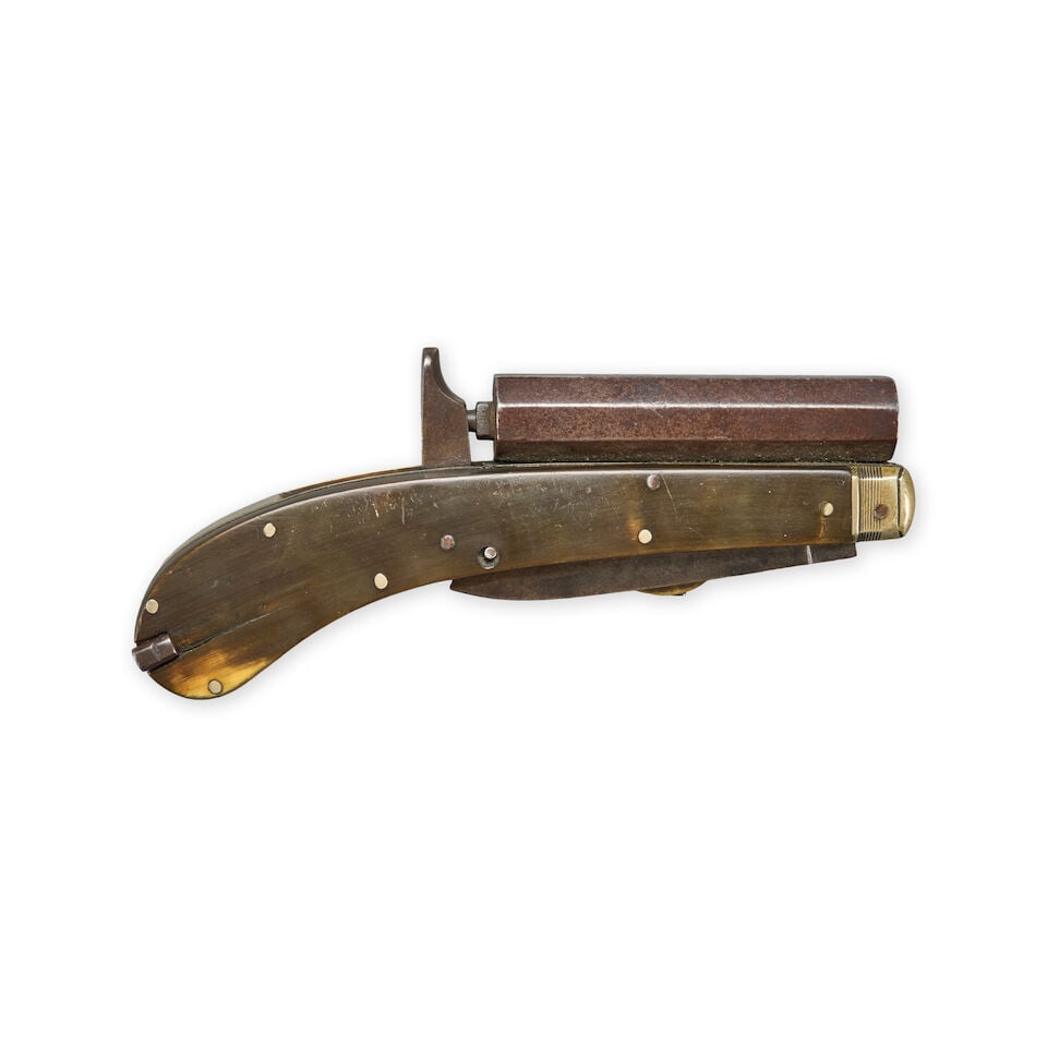 AN UNWIN & RODGERS PERCUSSION KNIFE PISTOL. (1 of 5)