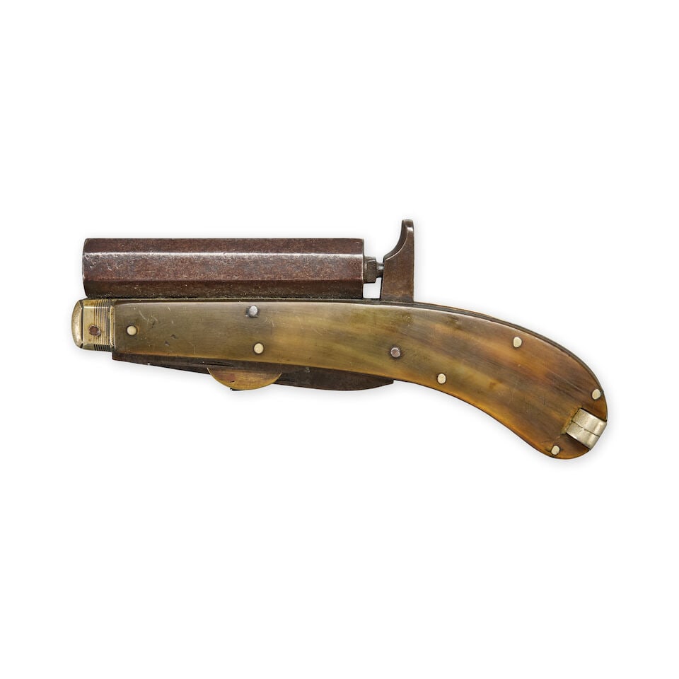 AN UNWIN & RODGERS PERCUSSION KNIFE PISTOL. - 2