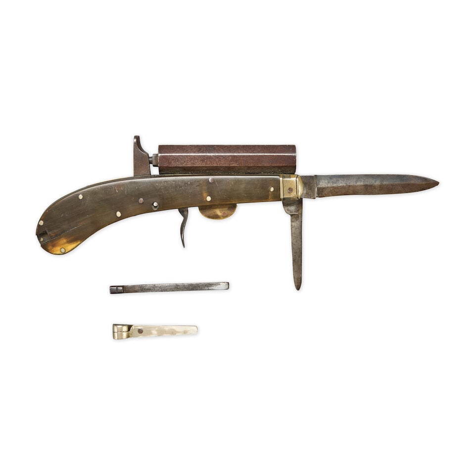 AN UNWIN & RODGERS PERCUSSION KNIFE PISTOL. - 3