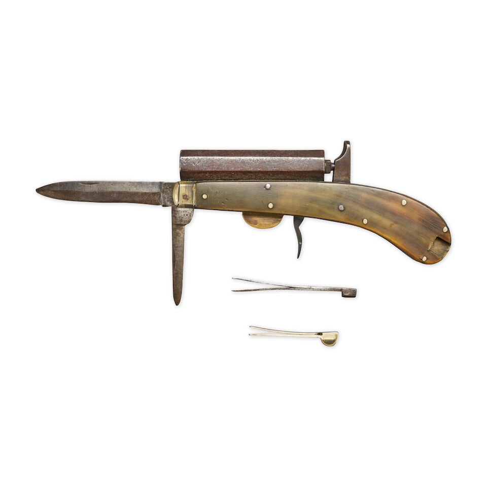 AN UNWIN & RODGERS PERCUSSION KNIFE PISTOL. - 4