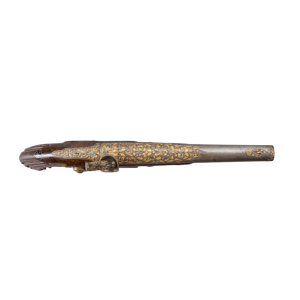 AN ORNATELY DECORATED BELGIAN PERCUSSION PISTOL, - 3